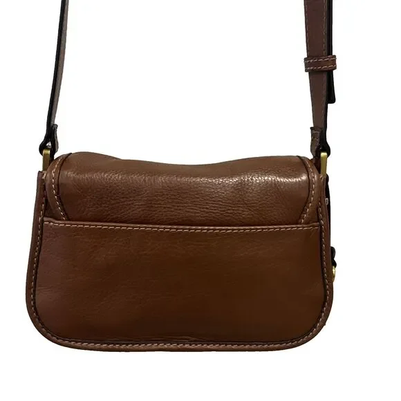 Fossil Heritage Mini Flap Crossbody Bag Brown Leather  EUC - Picture 4 of 16